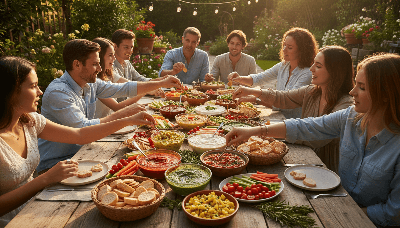Community gathering with food